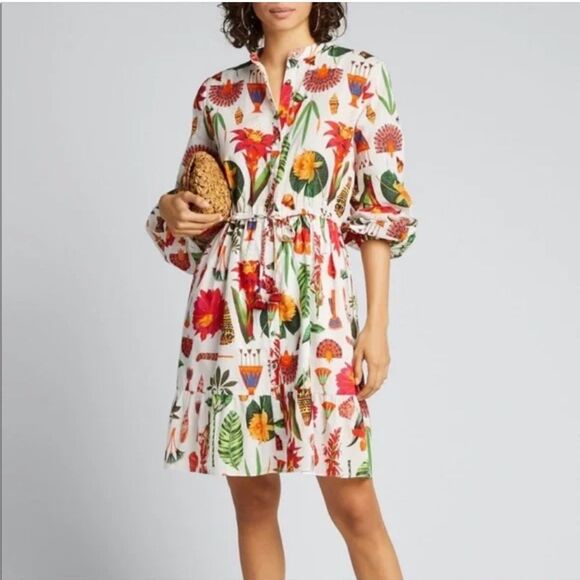 Figue Shaina Botanical Beach 100% Cotton Summer Shirtdress M - Picture 1 of 12